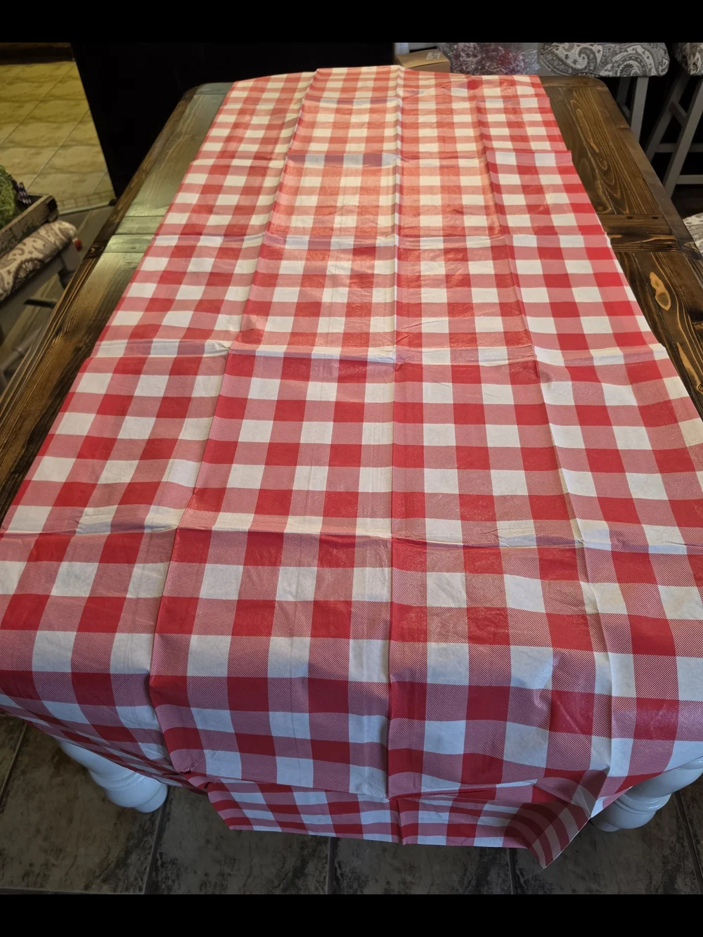Red and White Check Tablecloth - Home Dining